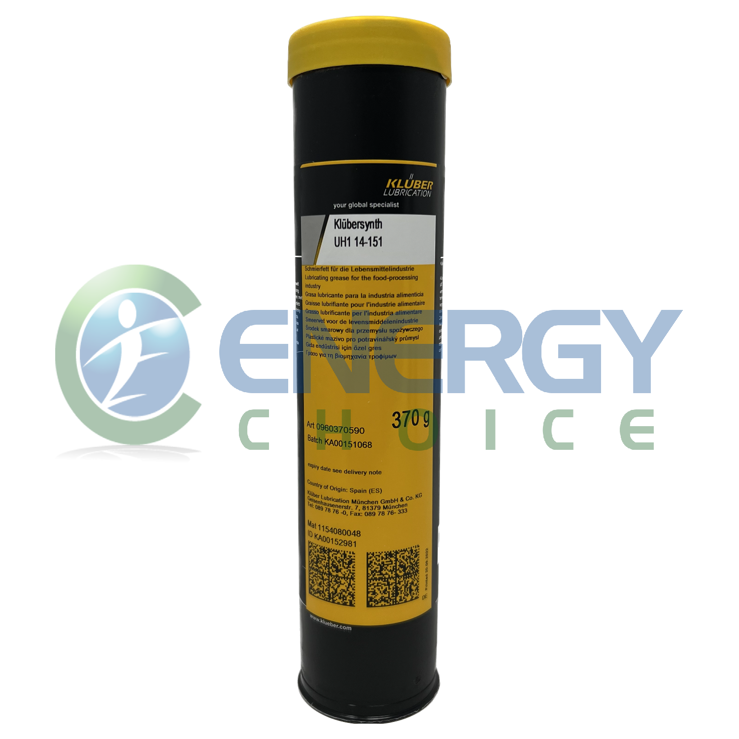 Klubersynth UH1 14-151 Lubricating Grease for Food Industry, 370g, Kluber Lubrication, 0960370590
